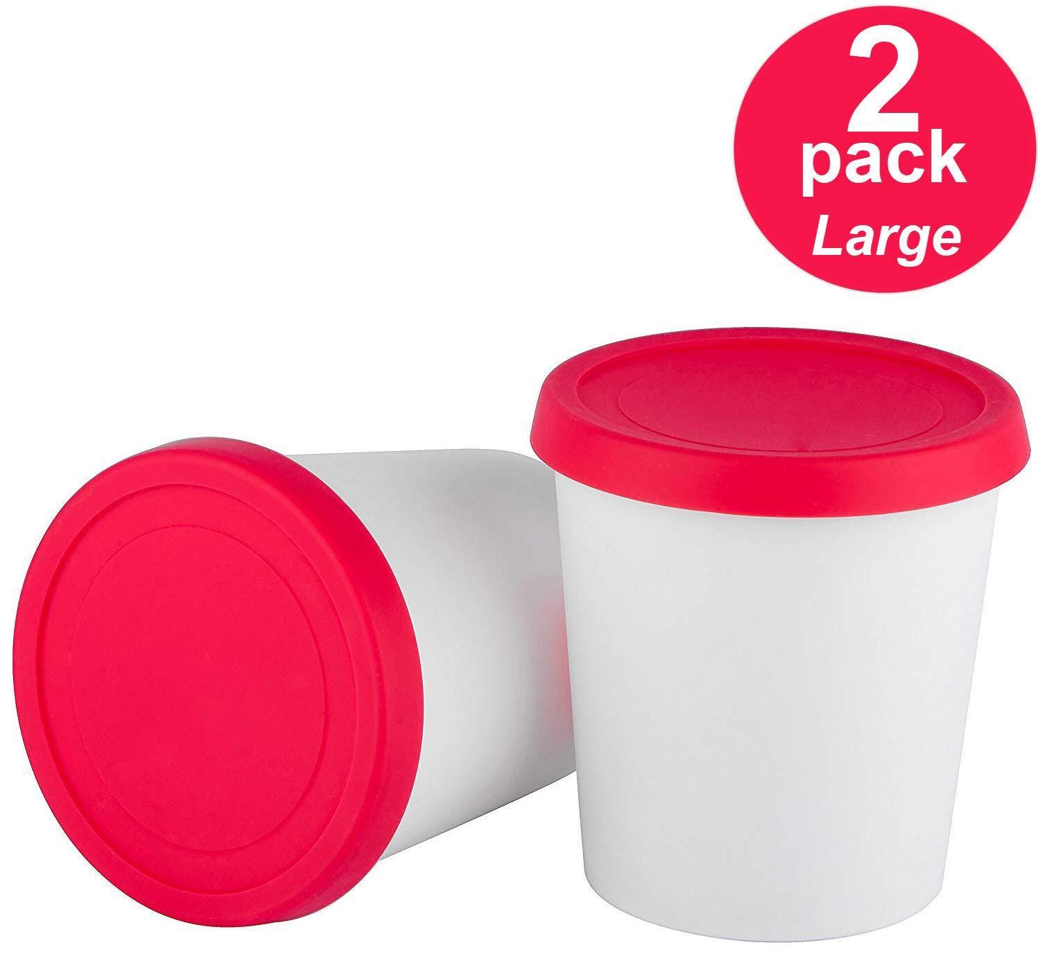 StarPack Premium Ice Cream Freezer Storage Containers - Set of 2 with Silicone Lids