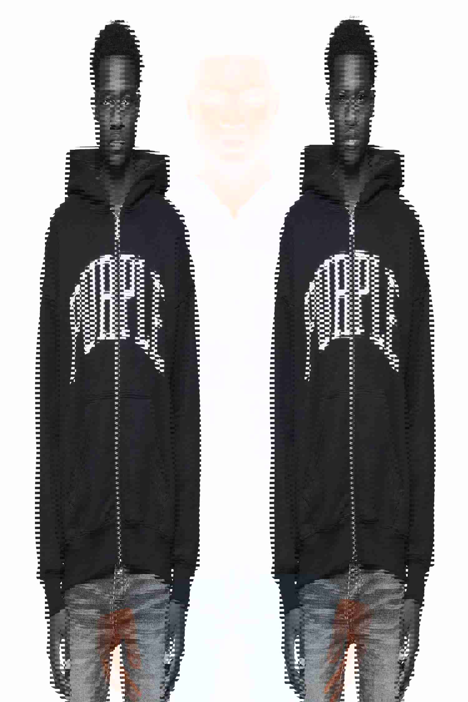 Purple Denim Hoodie - Collegiate Zip Up