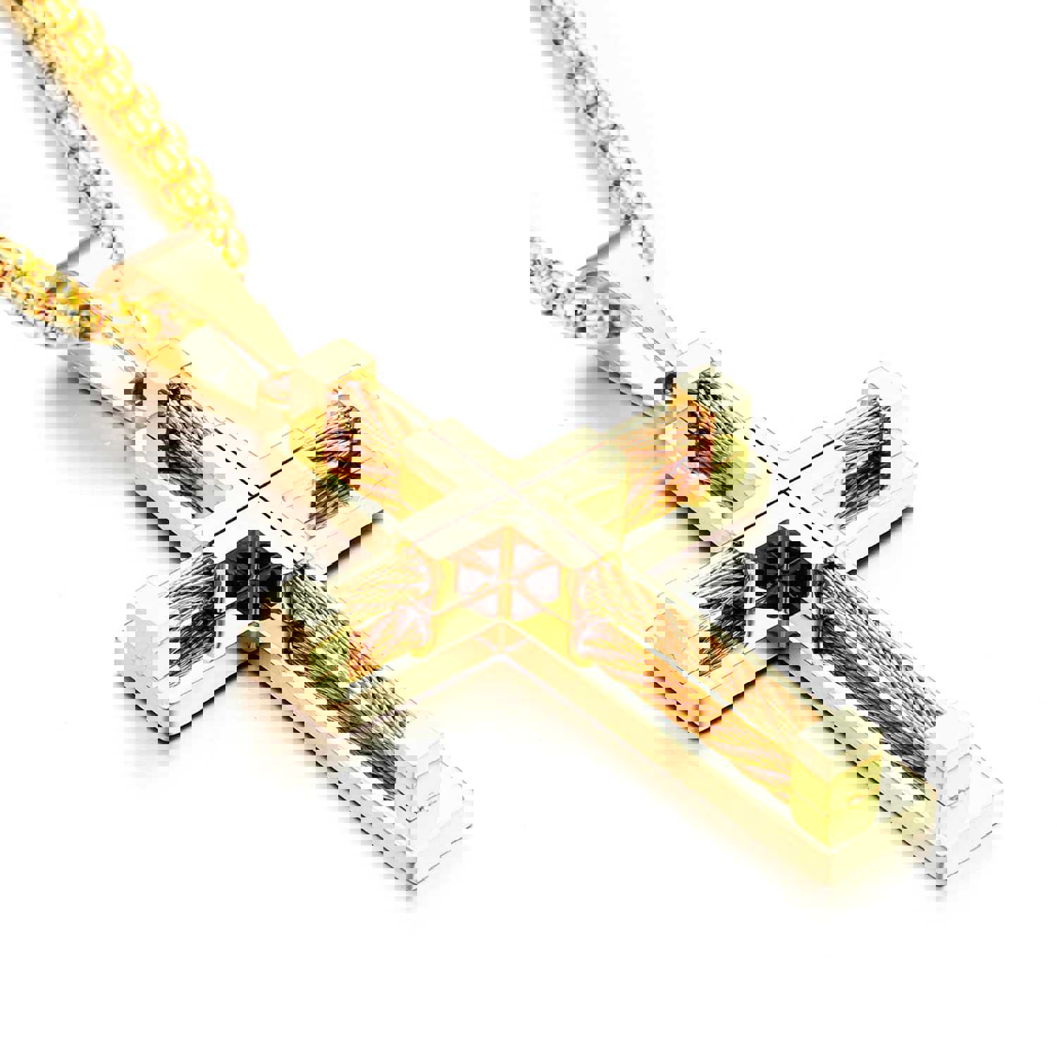 Yeelery Silver Cross Necklace With 18K Gold Plated