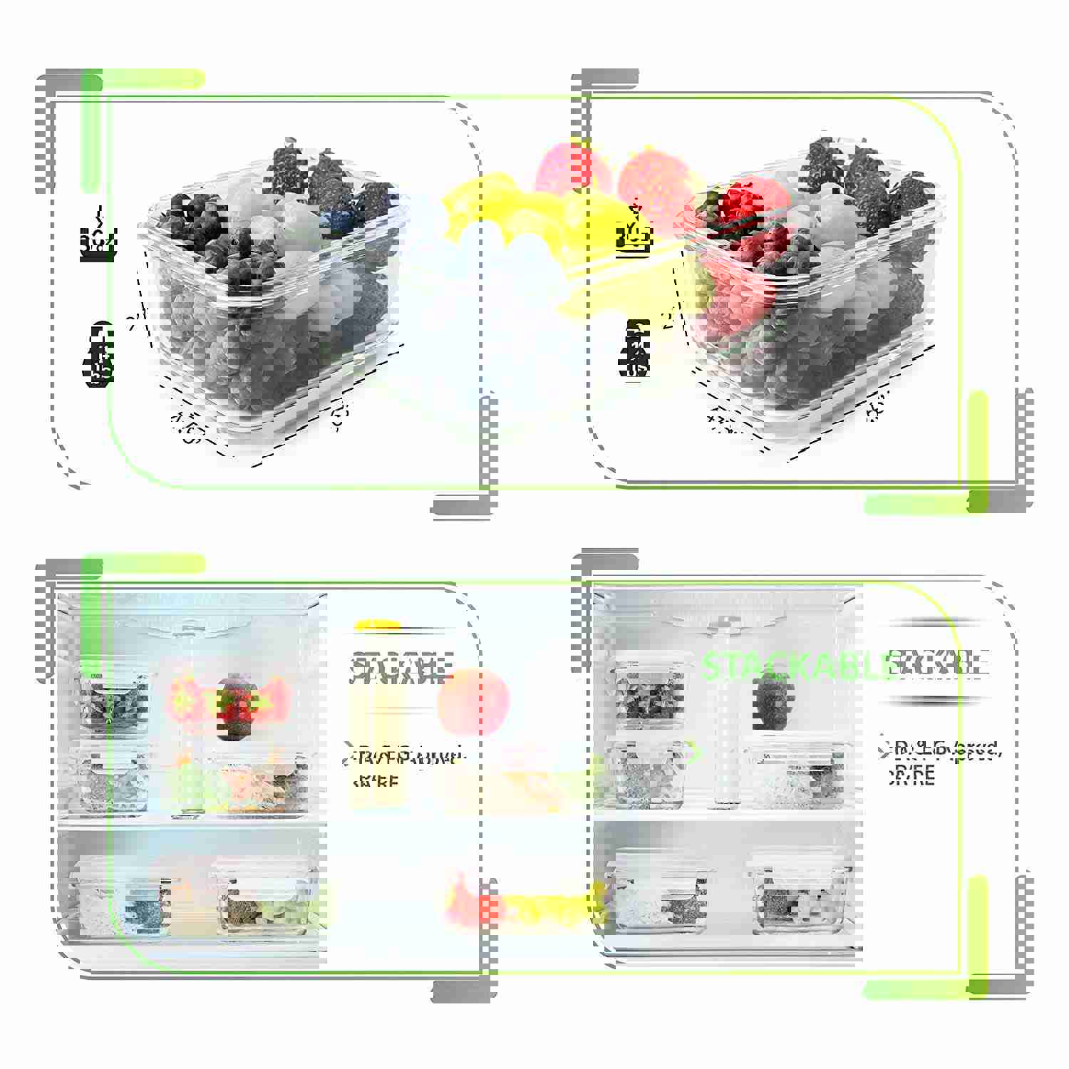 Prep Naturals Glass Meal Prep Containers - 5 Pack, 850ml, BPA-Free, Airtight Food Storage