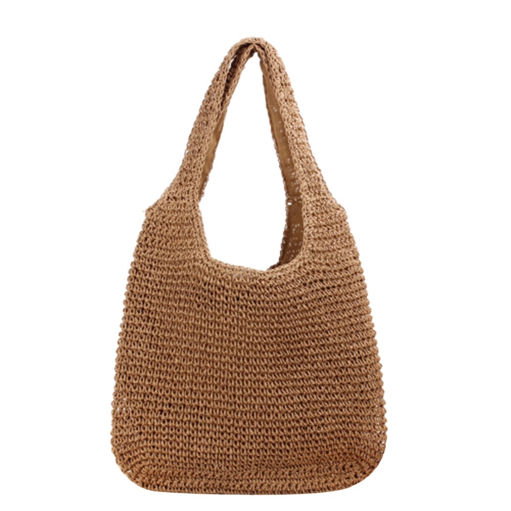 Lkblock Fashion Rattan Women Shoulder Bags - Straw Woven Casual Tote for Summer & Beach