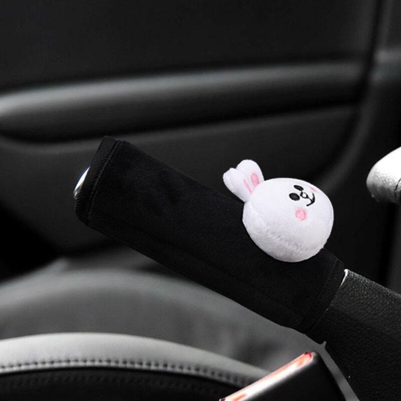 Cute Cartoon Bear Plush Car Safety Seat Belt Cover Shoulder Pad Hand Brake Gear Shifter Cover
