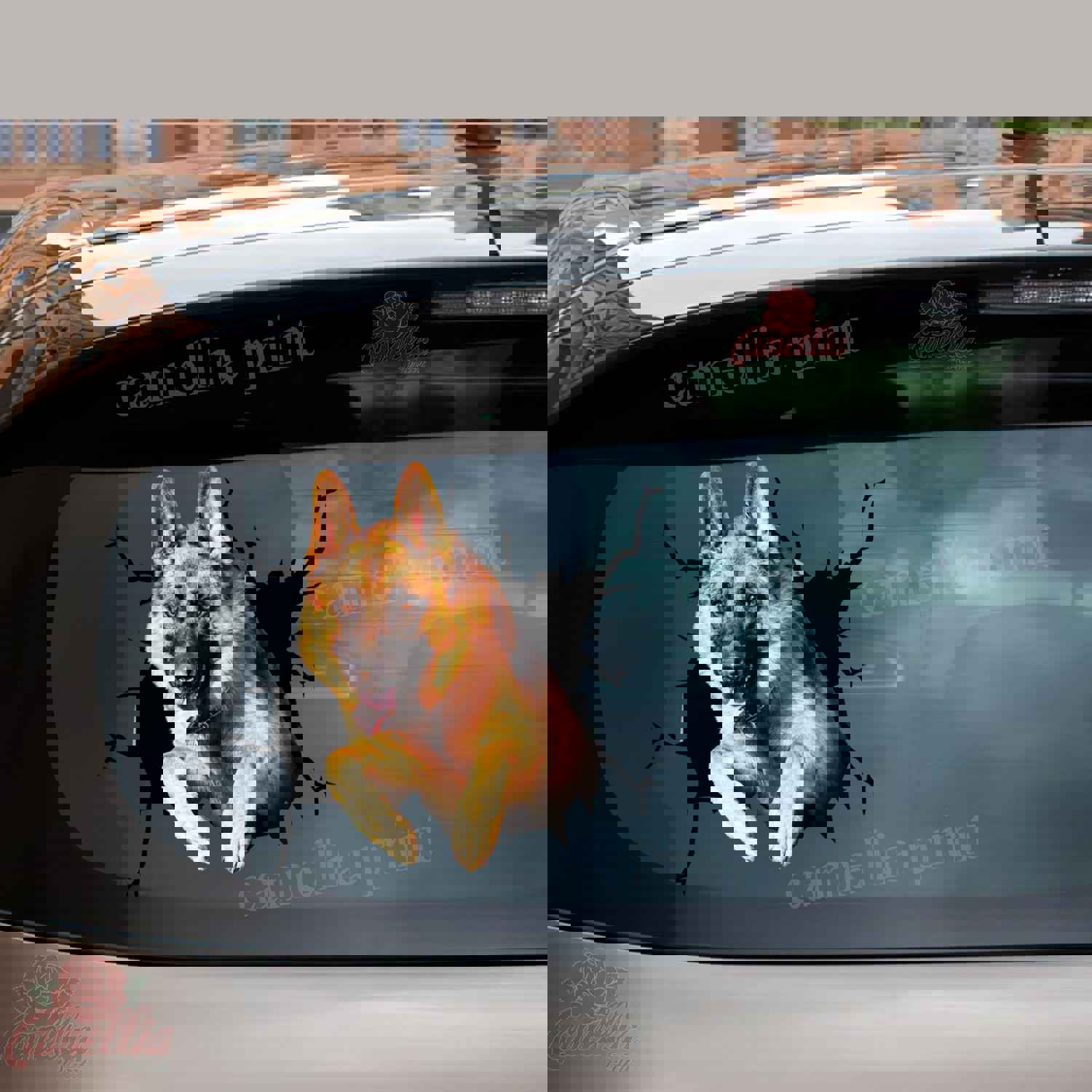 German Shepherd Crack Stickers For Cars - The Cutest Big Stickers First Anniversary Gift