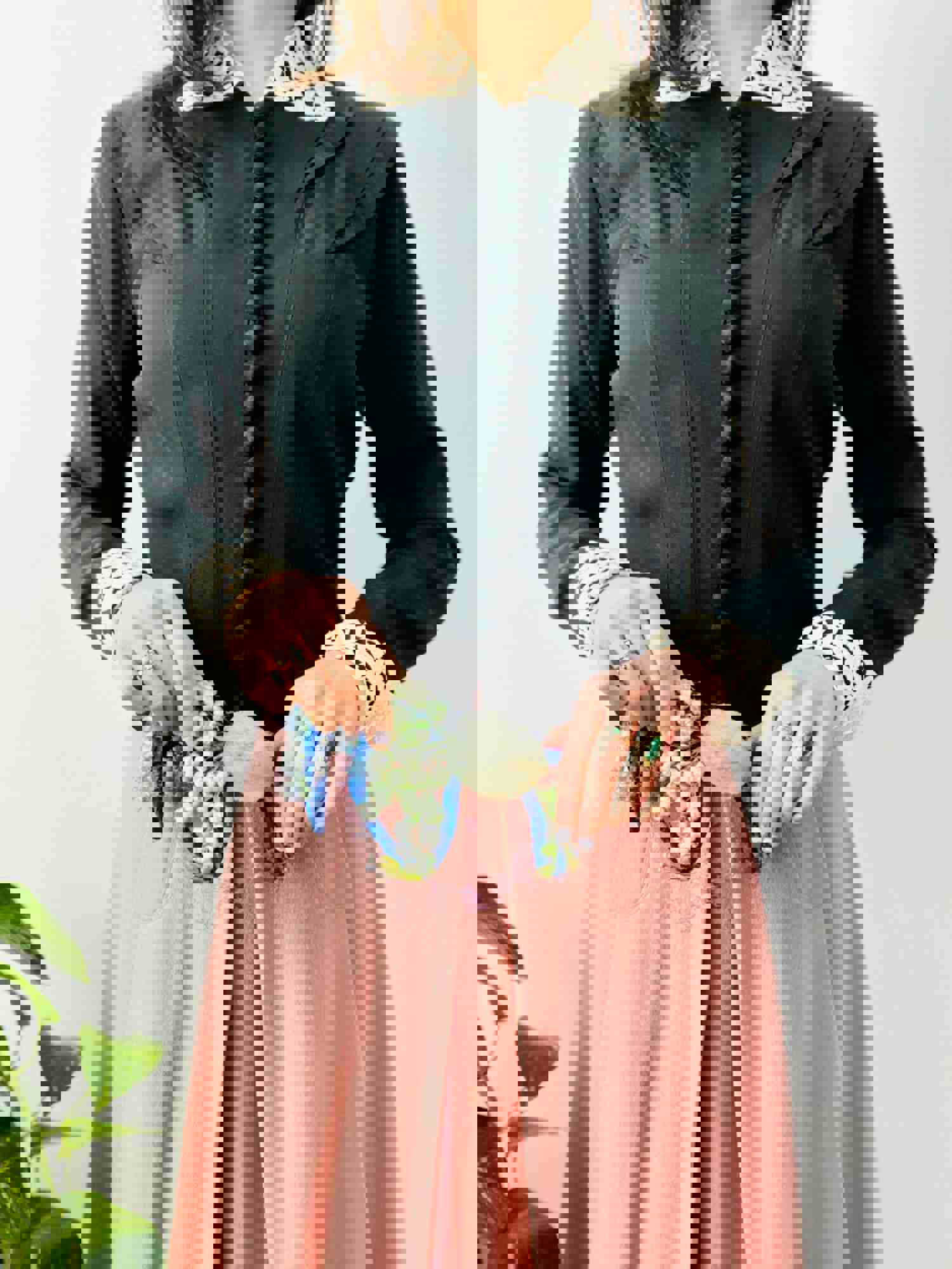 Vintage 1930s Black Lace Jacket with French Buttons