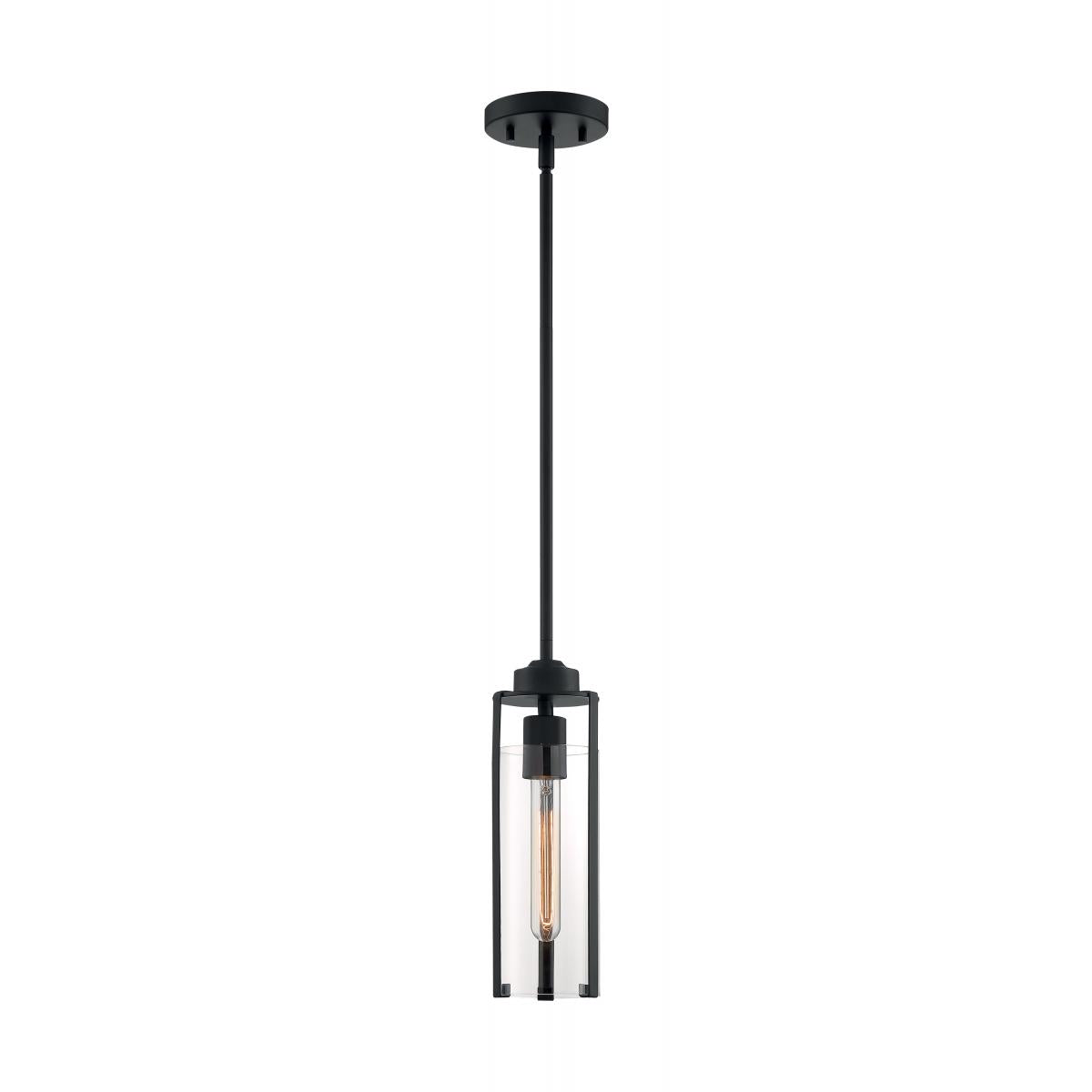 60-7160 MARINA 1 LIGHT MINI PENDANT - Clear Glass, Matte Black Finish