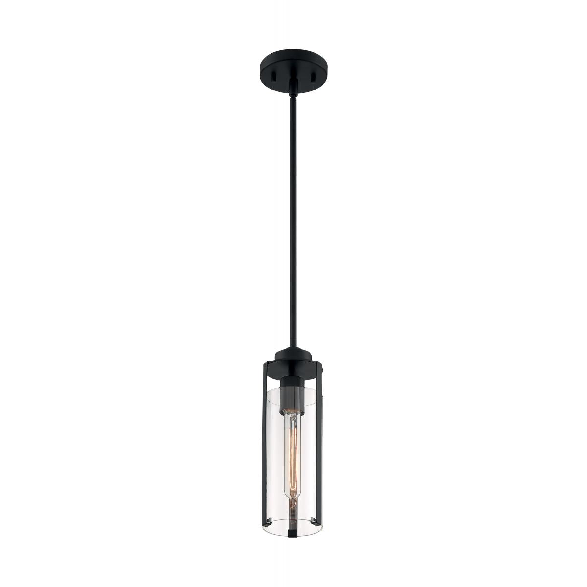 60-7160 MARINA 1 LIGHT MINI PENDANT - Clear Glass, Matte Black Finish