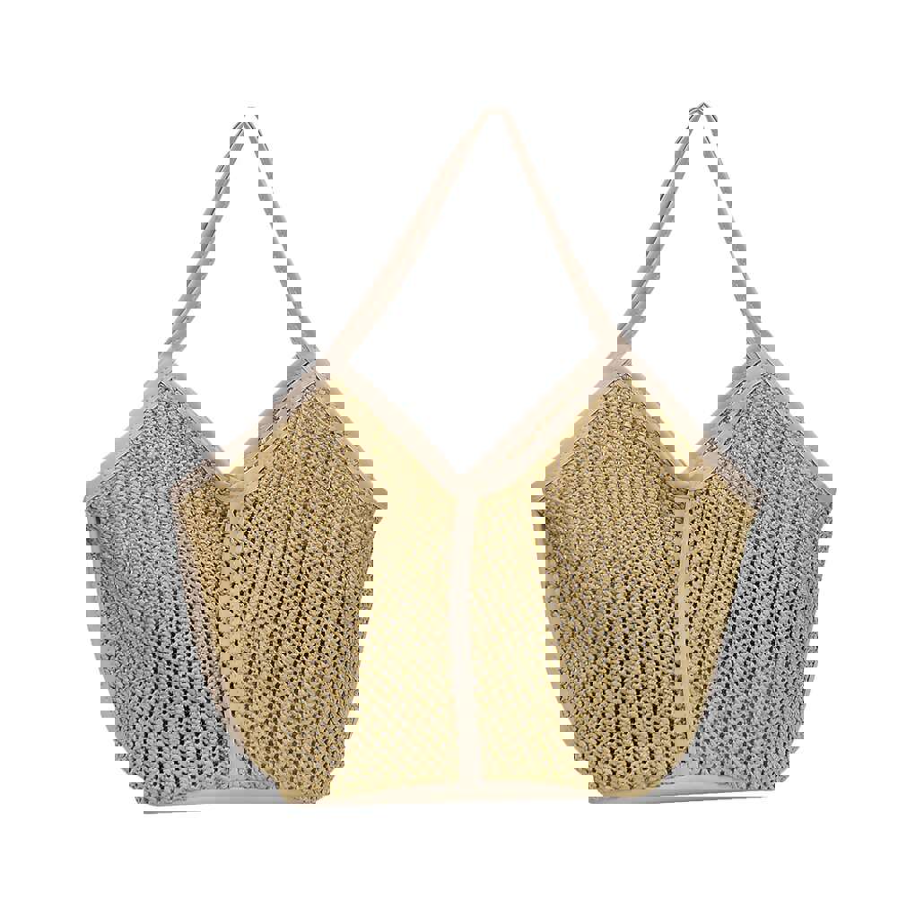 Lkblock Fashion Rattan Women Shoulder Bags - Straw Woven Casual Tote for Summer & Beach