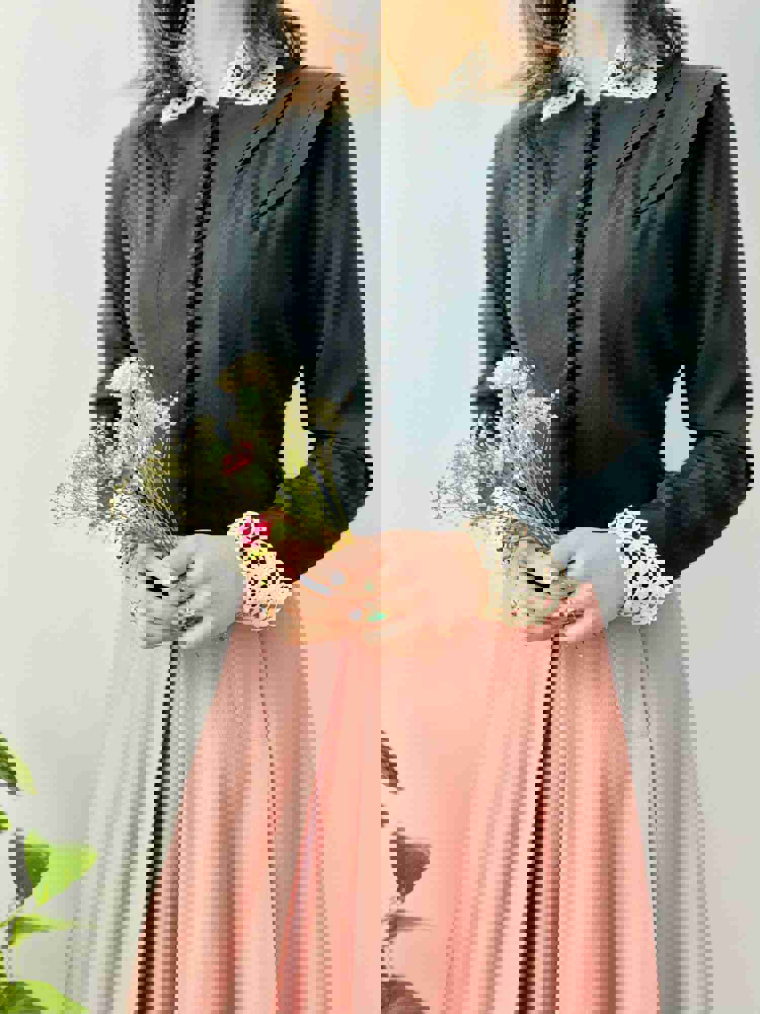 Vintage 1930s Black Lace Jacket with French Buttons