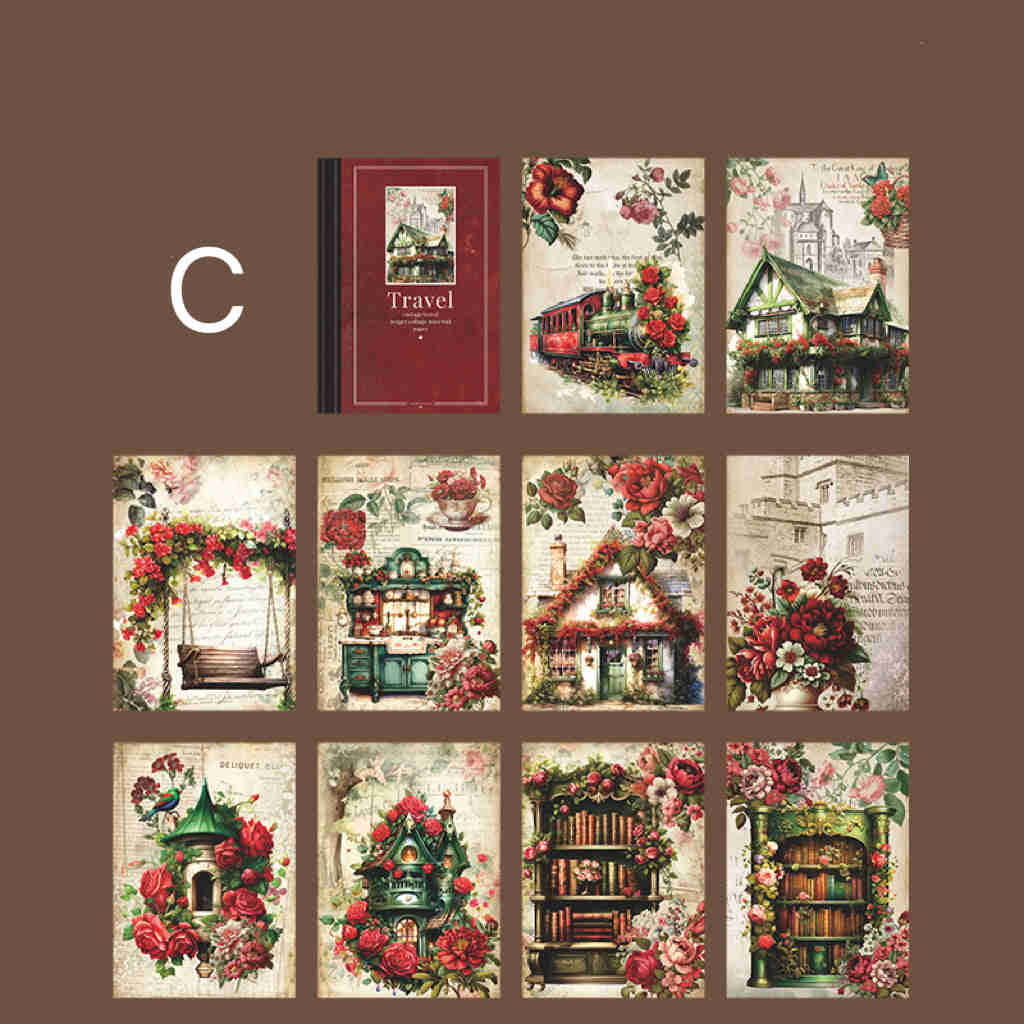 Global Travel Retro Scrapbook Paper - 30pcs Pack with 10 Unique Designs