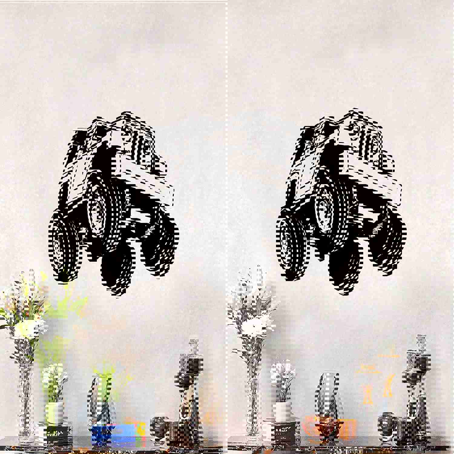 Monster Trucks Vinyl Wall Sticker - Big Wheels Toy Car Decal