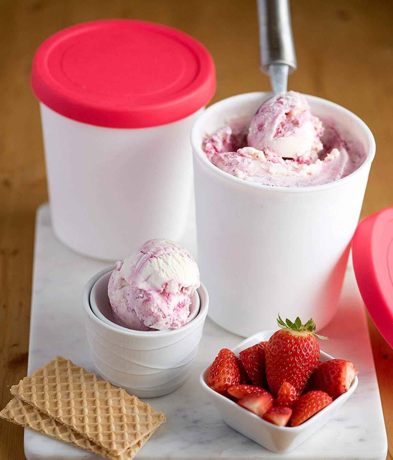 StarPack Premium Ice Cream Freezer Storage Containers - Set of 2 with Silicone Lids