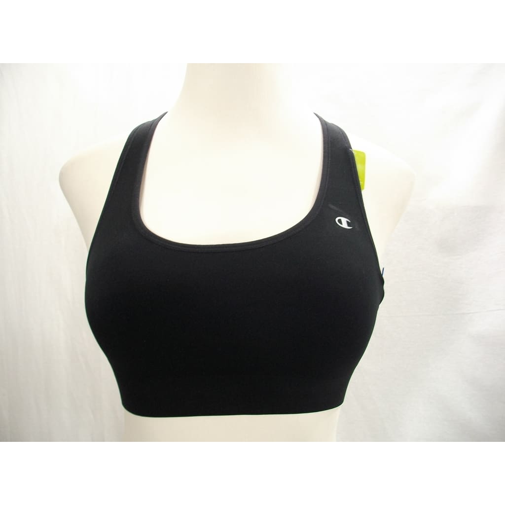 Champion B9504 Absolute Racerback Sports Bra with SmoothTec Band - Medium Black NWT
