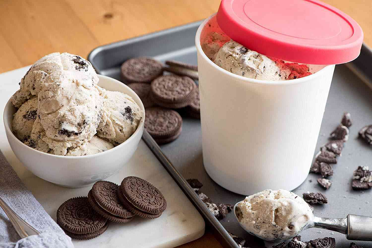 StarPack Premium Ice Cream Freezer Storage Containers - Set of 2 with Silicone Lids