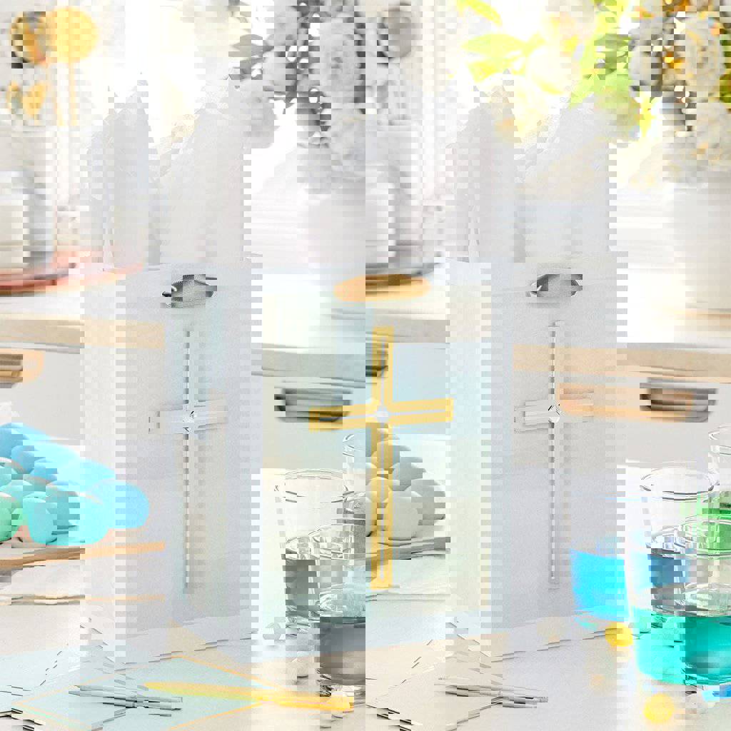 Hallmark Gold Cross Pastel Medium Gift Bag for Religious Occasions