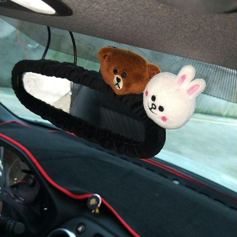 Cute Cartoon Bear Plush Car Safety Seat Belt Cover Shoulder Pad Hand Brake Gear Shifter Cover