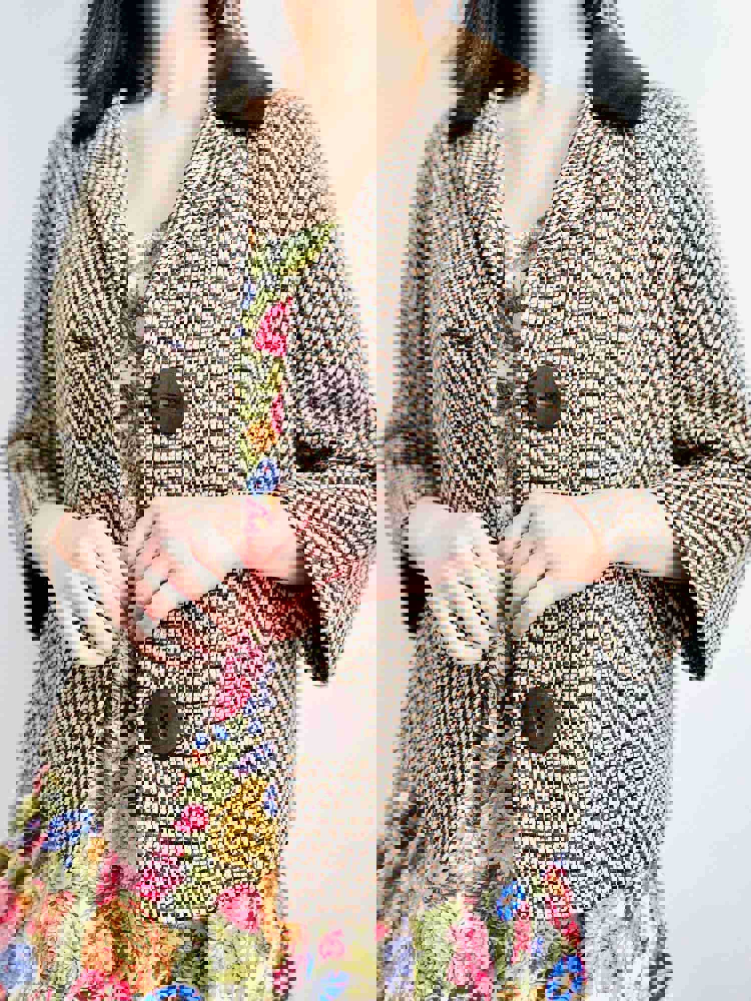 Vintage 1940s Tweed Jacket with Velvet Collar and Large Buttons