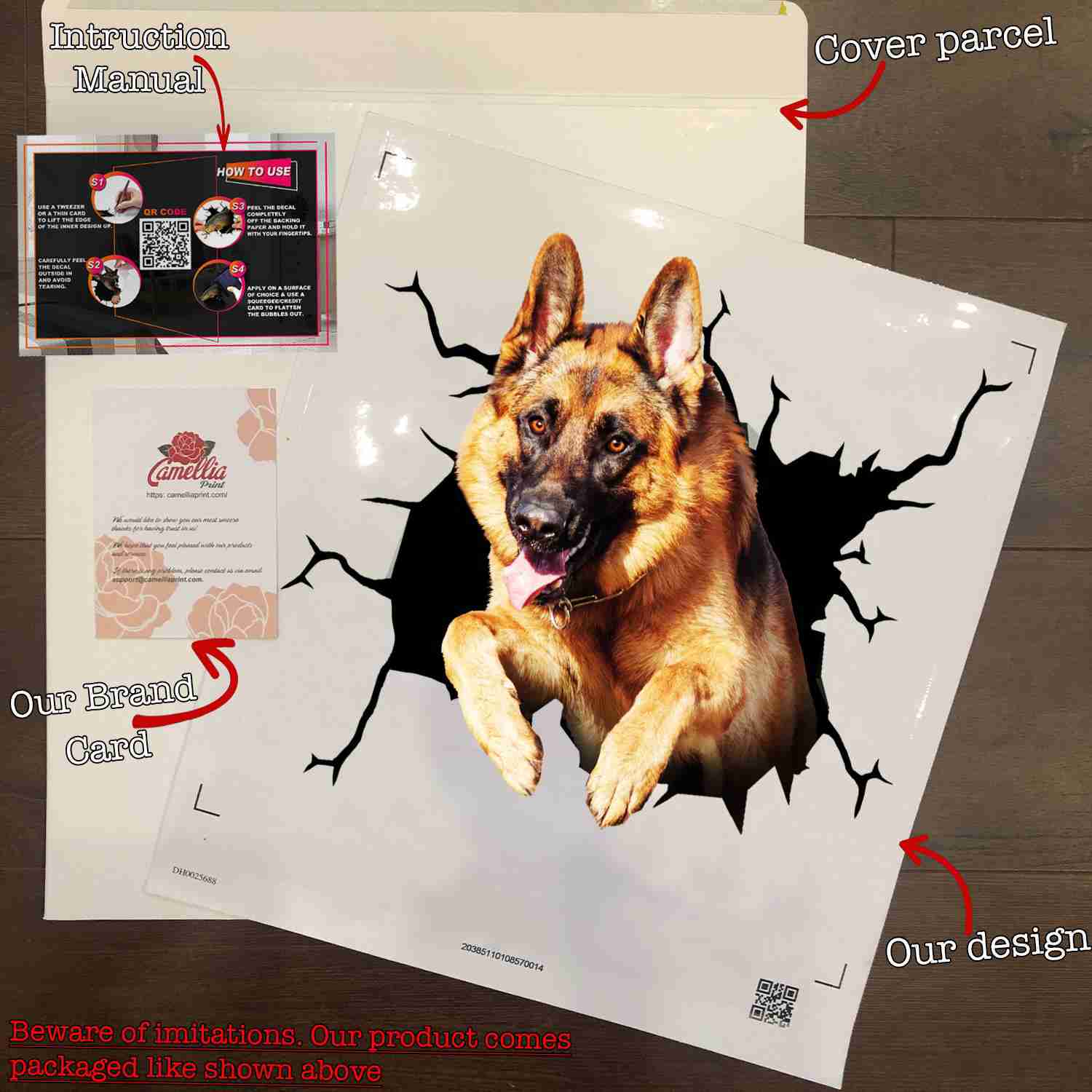 German Shepherd Crack Stickers For Cars - The Cutest Big Stickers First Anniversary Gift