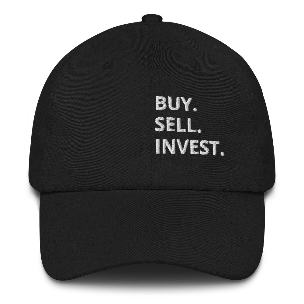 Buy. Sell. Invest. Vertical Dad Hat - Adjustable Low Profile Cap