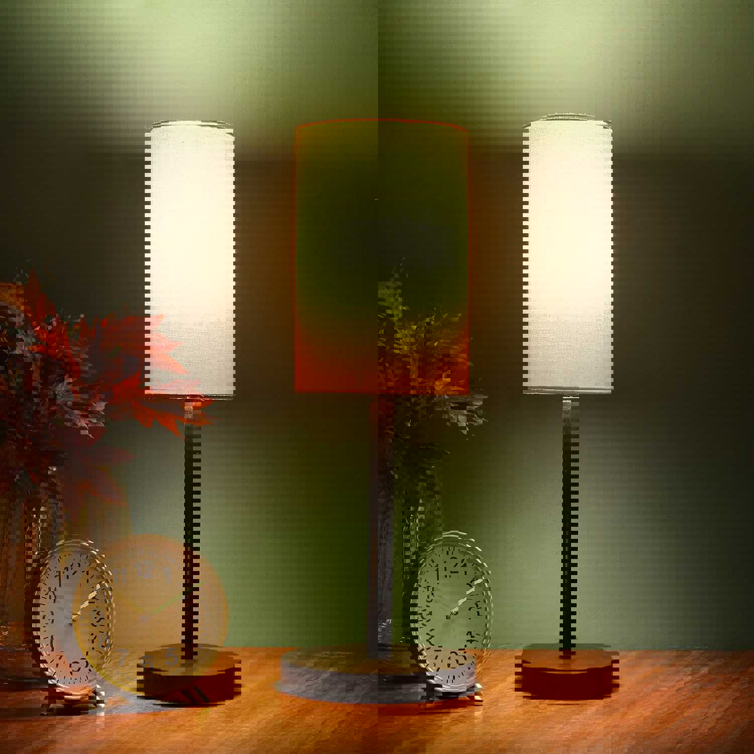 BTR CRAFTS Raven Black Metal Table Lamp with Cylinder Lampshade