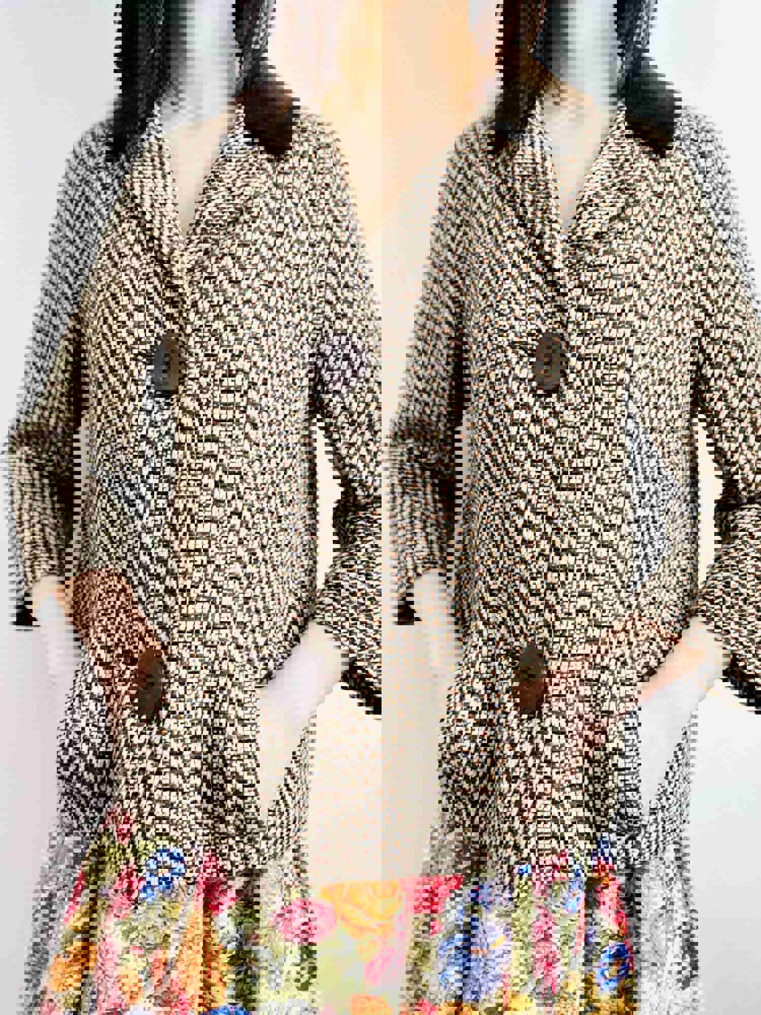 Vintage 1940s Tweed Jacket with Velvet Collar and Large Buttons