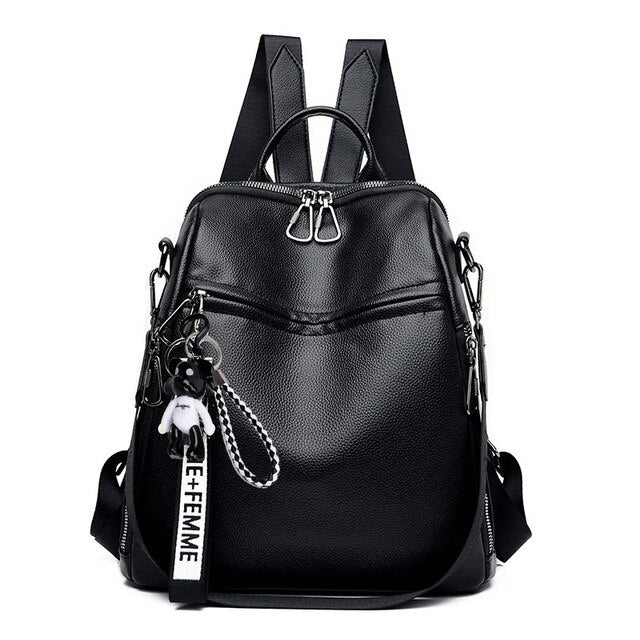 Innovato Design Large Capacity Luxury Soft Leather School Bag and Travel Backpack