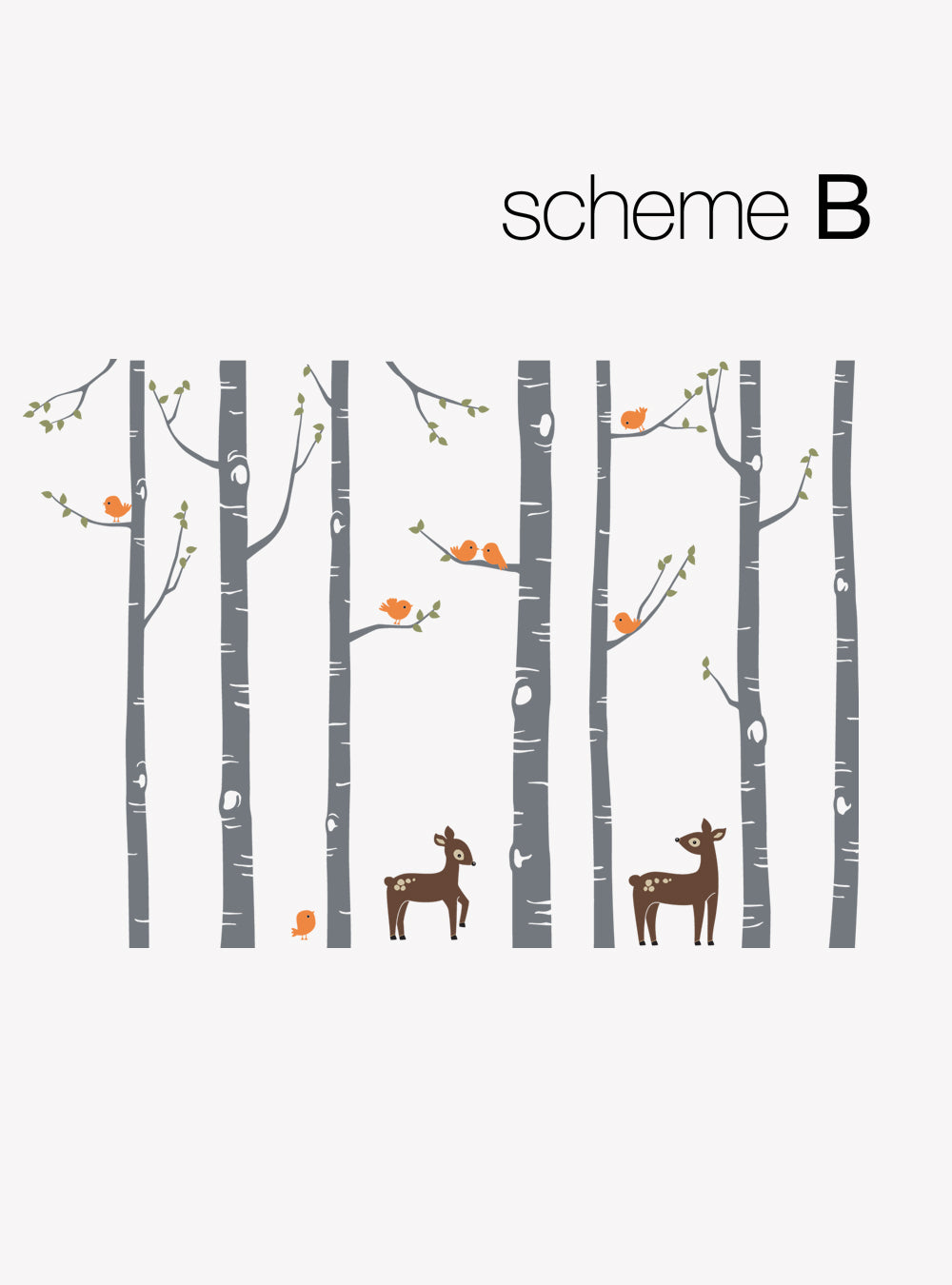 Birch Tree with Bird and Deer Wall Decal - Nature-Themed Nursery Decor