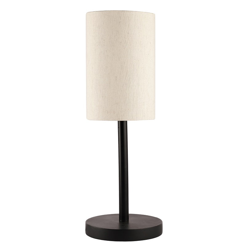 BTR CRAFTS Raven Black Metal Table Lamp with Cylinder Lampshade