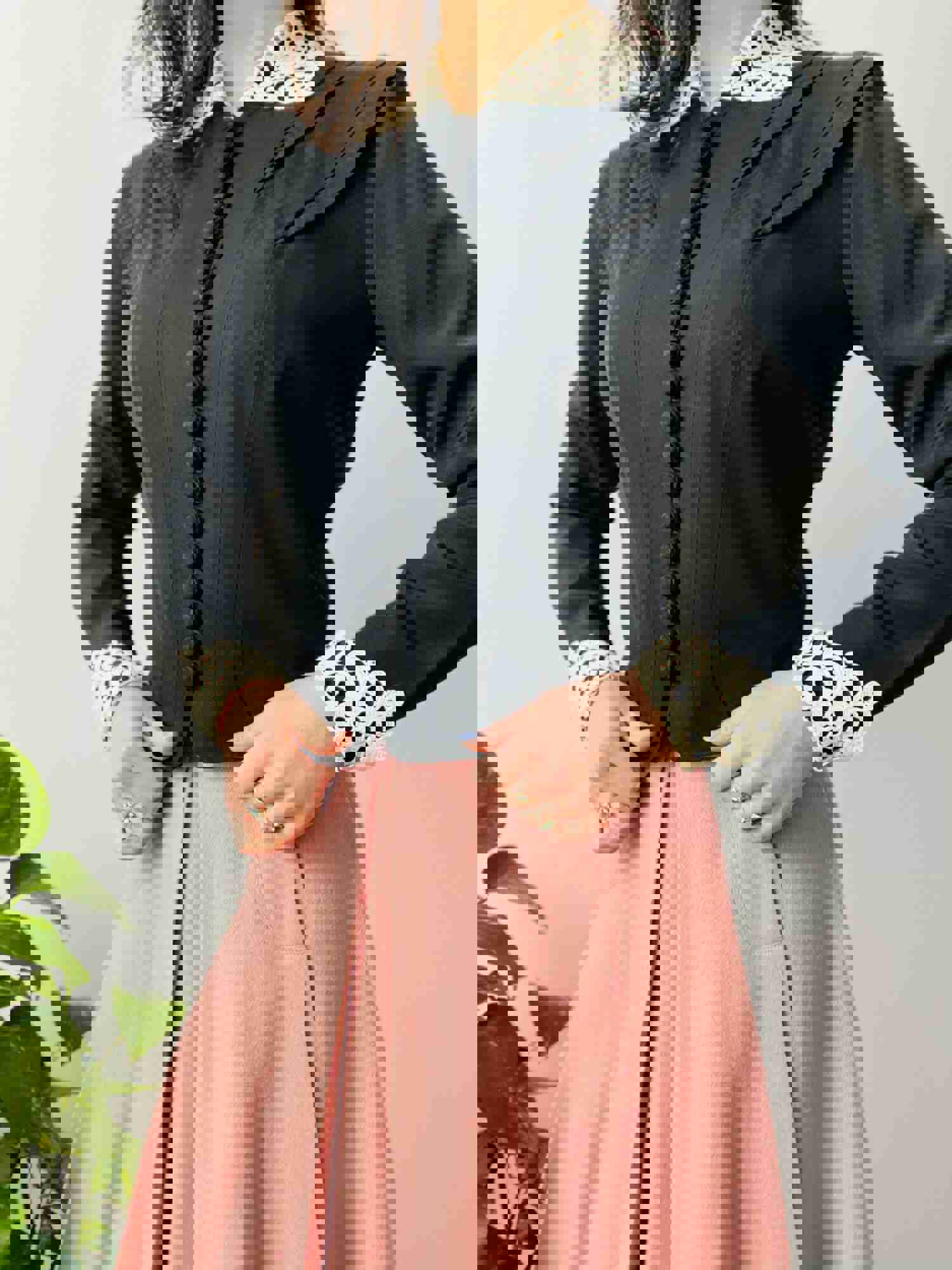 Vintage 1930s Black Lace Jacket with French Buttons