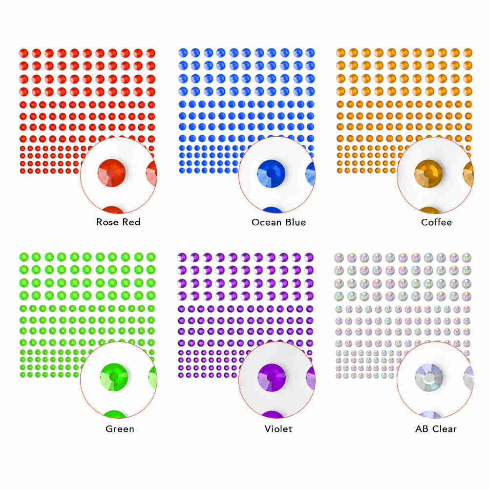 Nicpro Self-Adhesive Rhinestone Stickers - 4125 Pieces in 25 Colors & 3 Sizes for Nail, Crafts, Festival, and Makeup