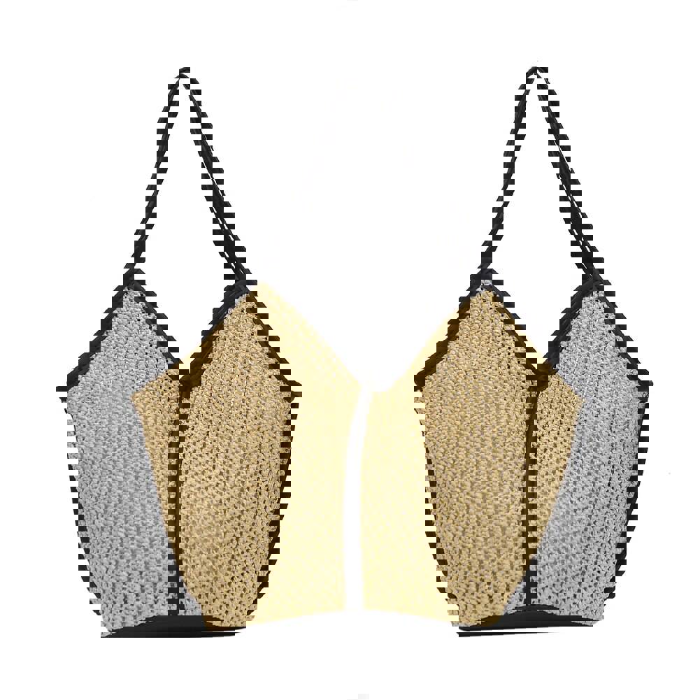 Lkblock Fashion Rattan Women Shoulder Bags - Straw Woven Casual Tote for Summer & Beach