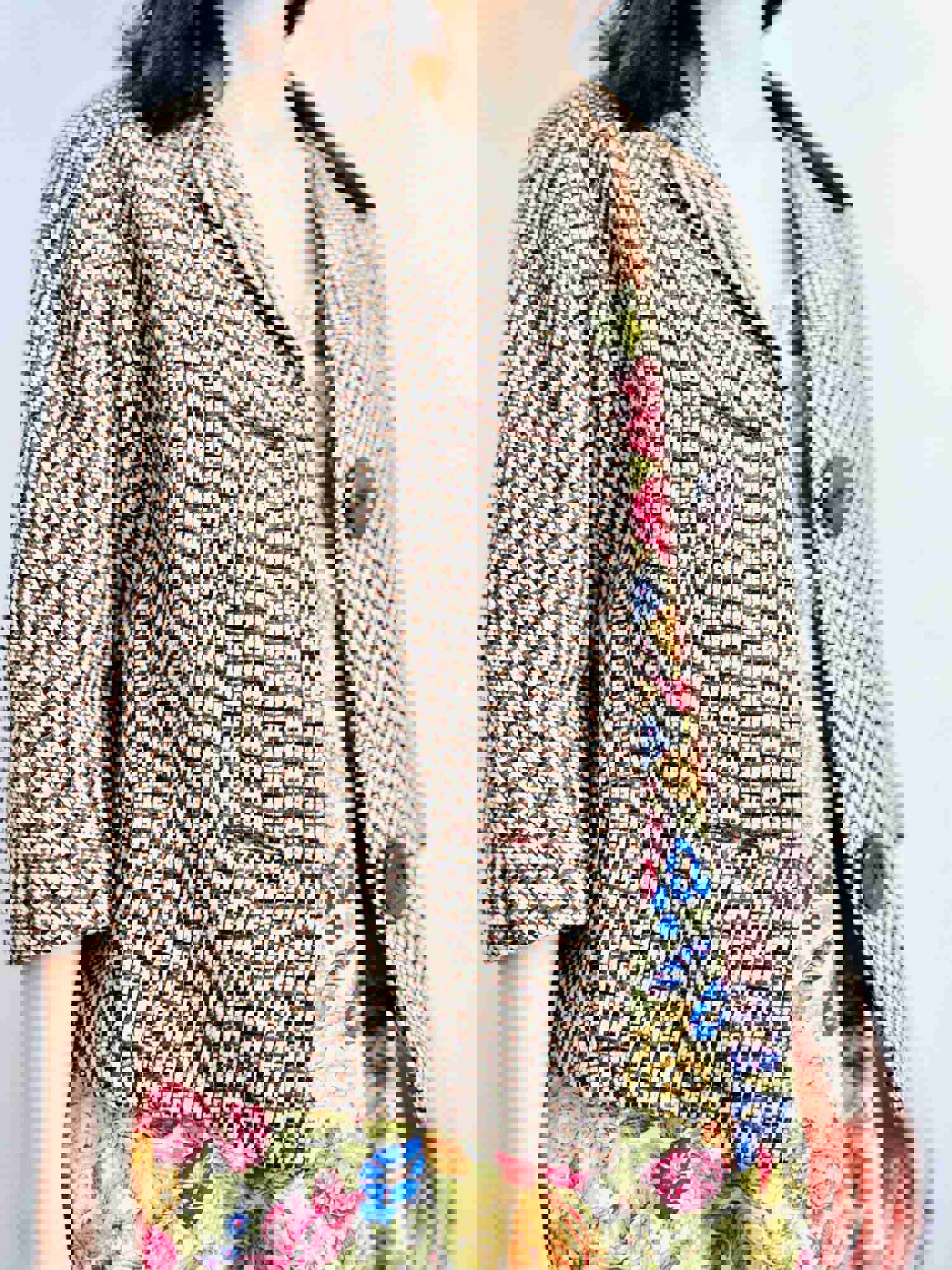 Vintage 1940s Tweed Jacket with Velvet Collar and Large Buttons