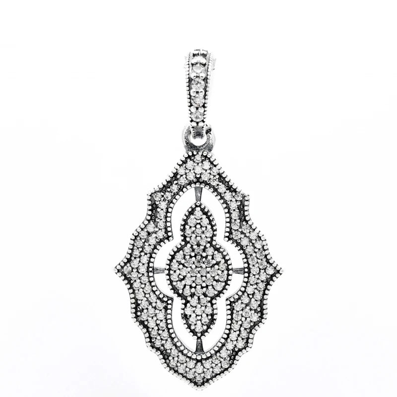 925 Sterling Silver Pearl Drop Pine Needle Feather Wheat Necklace Pendant Beads for DIY Jewelry