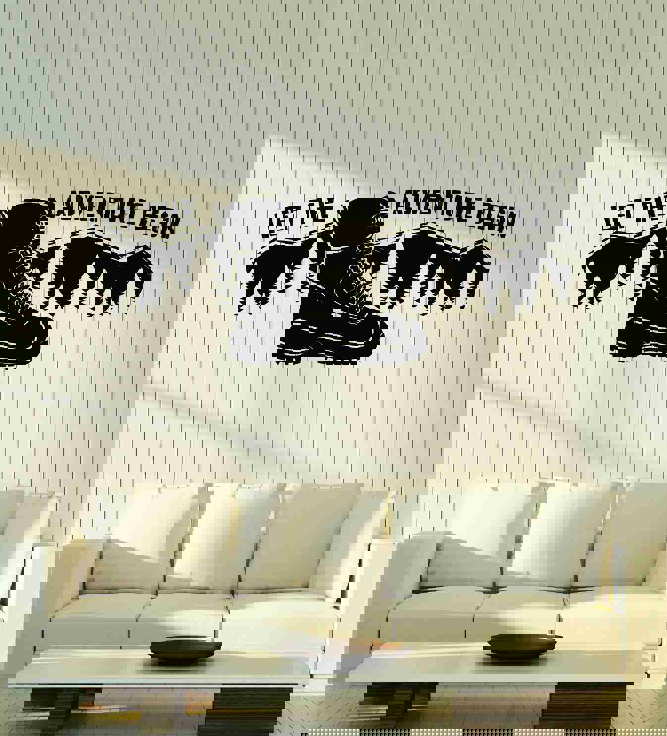 Vinyl Wall Decal Adventure Begin Motivation Phrase Boot Shoes Stickers Mural