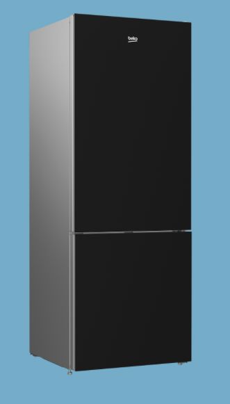 Beko BFBF2715GSIM 27 Inch Freezer Bottom Black Glass Refrigerator with Auto Ice Maker