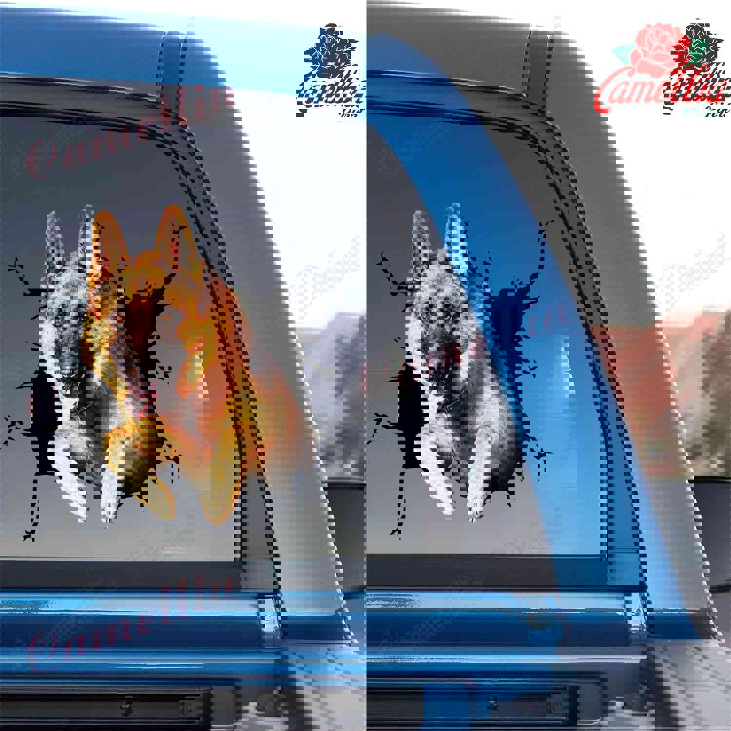 German Shepherd Crack Stickers For Cars - The Cutest Big Stickers First Anniversary Gift