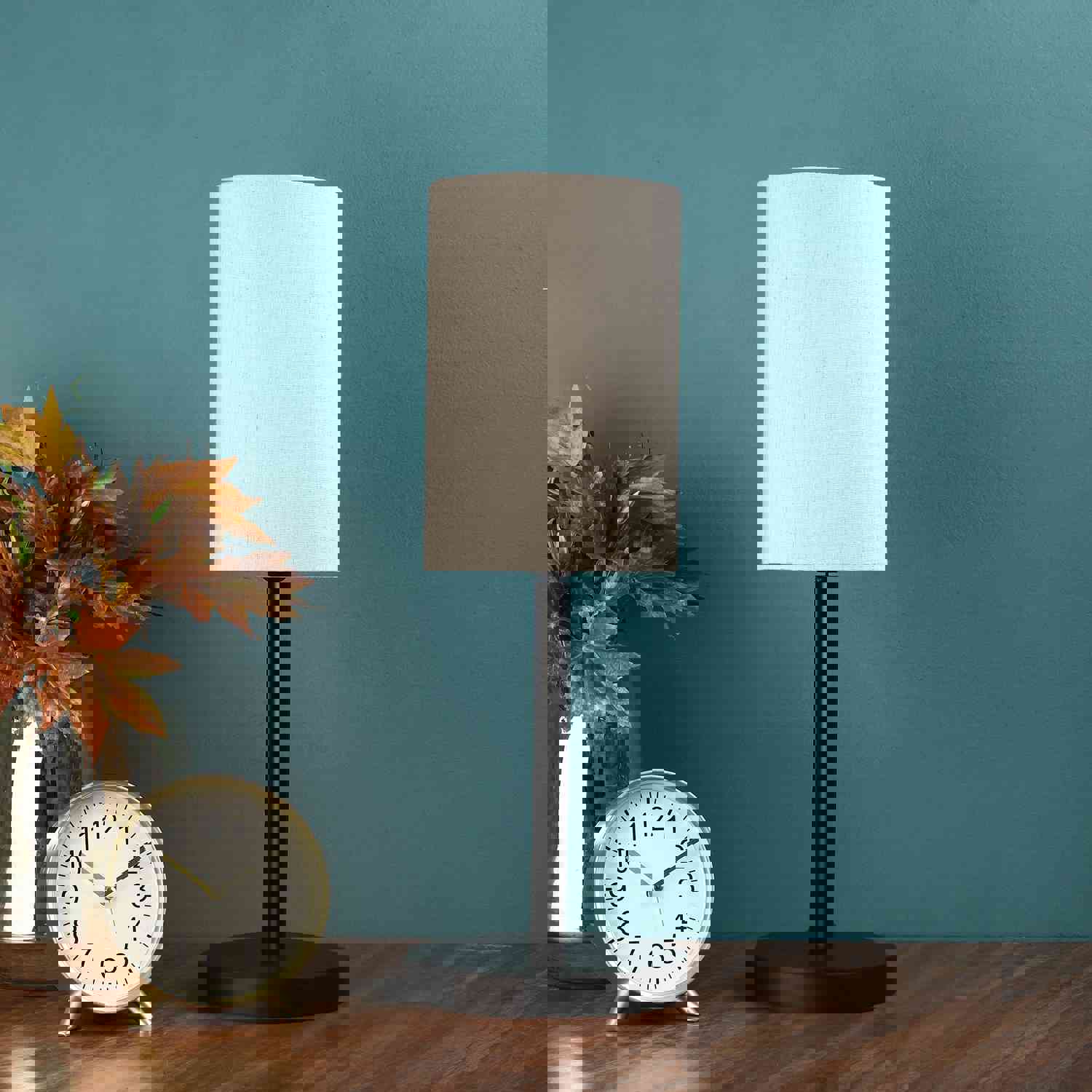 BTR CRAFTS Raven Black Metal Table Lamp with Cylinder Lampshade