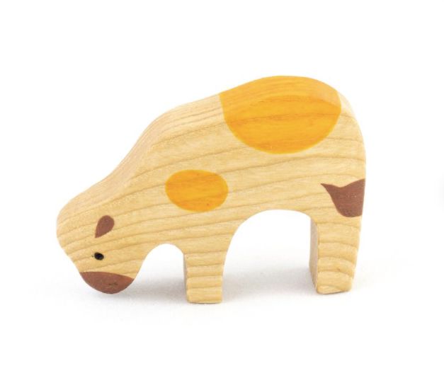 Handmade Wooden Baby Cow Toy for Creative Play