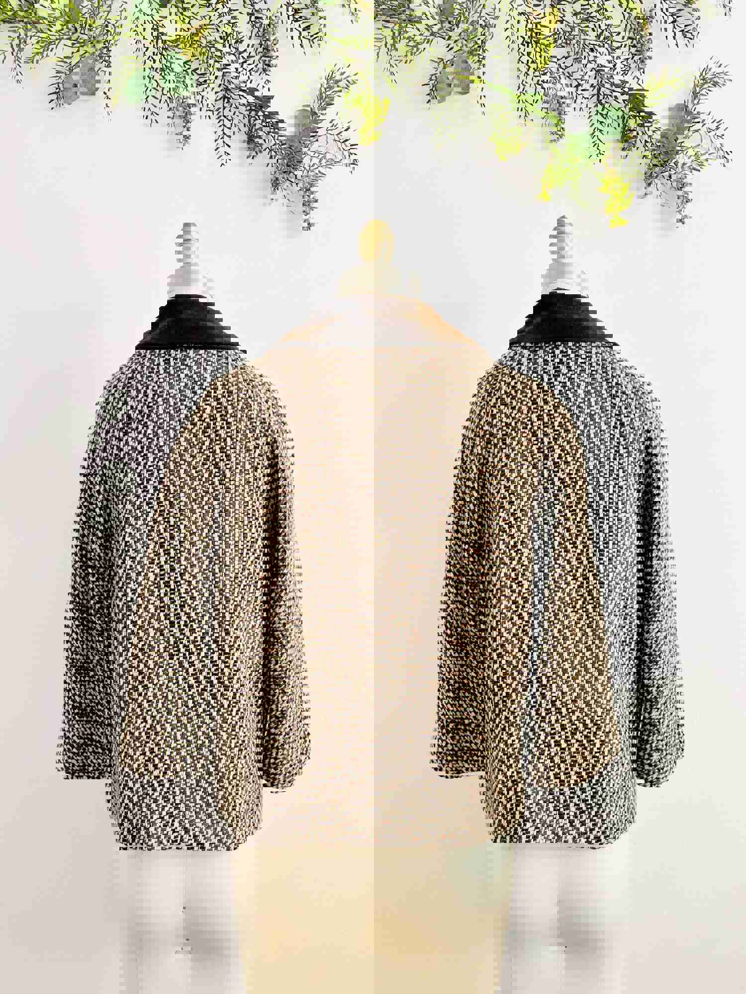 Vintage 1940s Tweed Jacket with Velvet Collar and Large Buttons