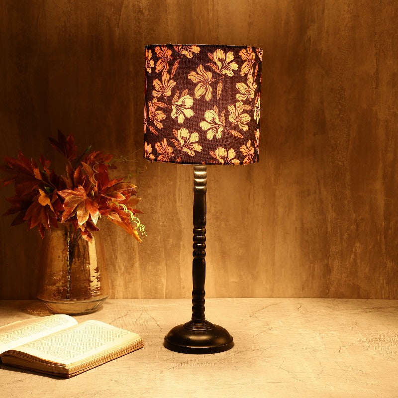 BTR CRAFTS Golden Flower Metal Table Lamp Set of 2 (Bulb not Included)