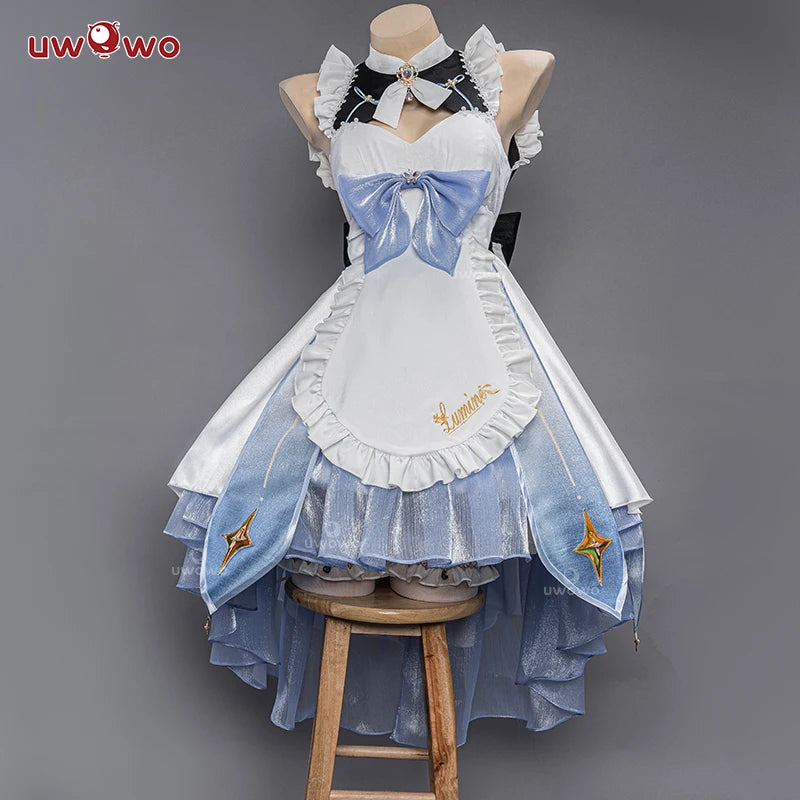 UWOWO Traveler Lumine Cosplay Maid Costume - Genshin Impact Lumine Maid Dress Halloween Costume