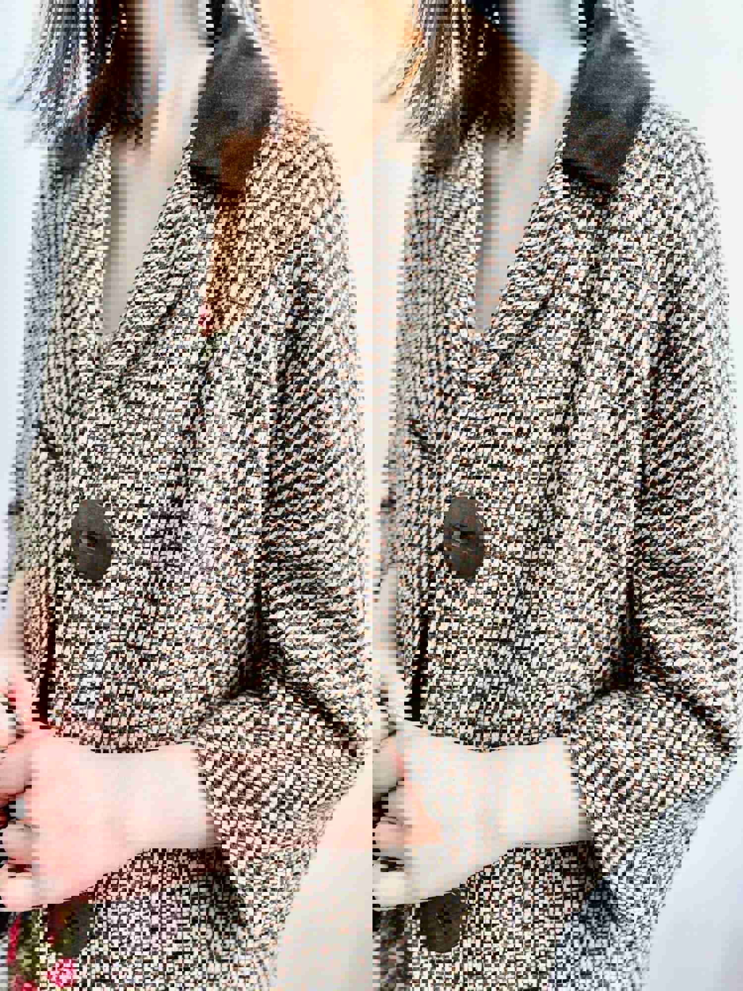 Vintage 1940s Tweed Jacket with Velvet Collar and Large Buttons