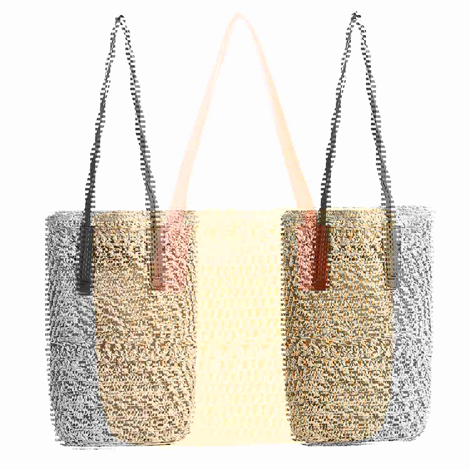 Lkblock Fashion Rattan Women Shoulder Bags - Straw Woven Casual Tote for Summer & Beach