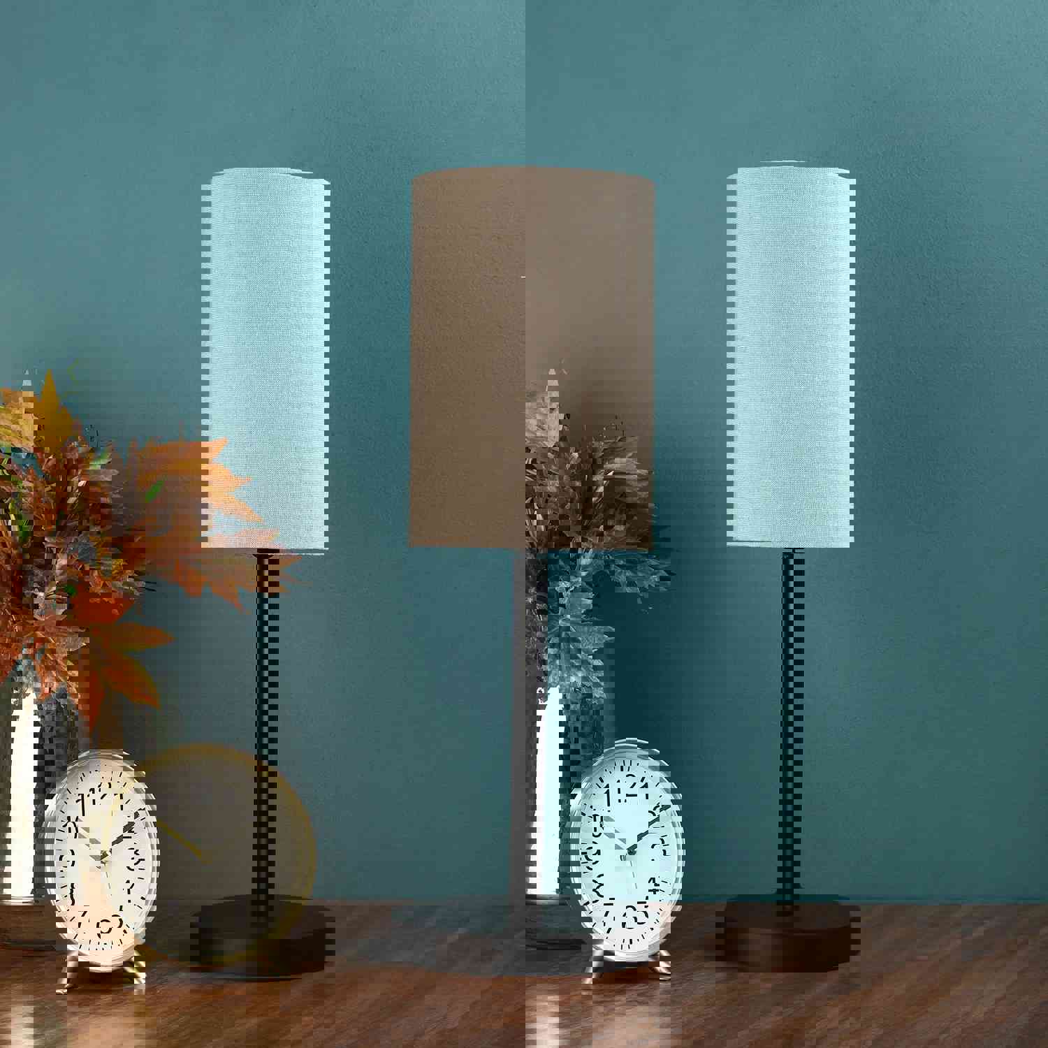 BTR CRAFTS Raven Black Metal Table Lamp with Cylinder Lampshade