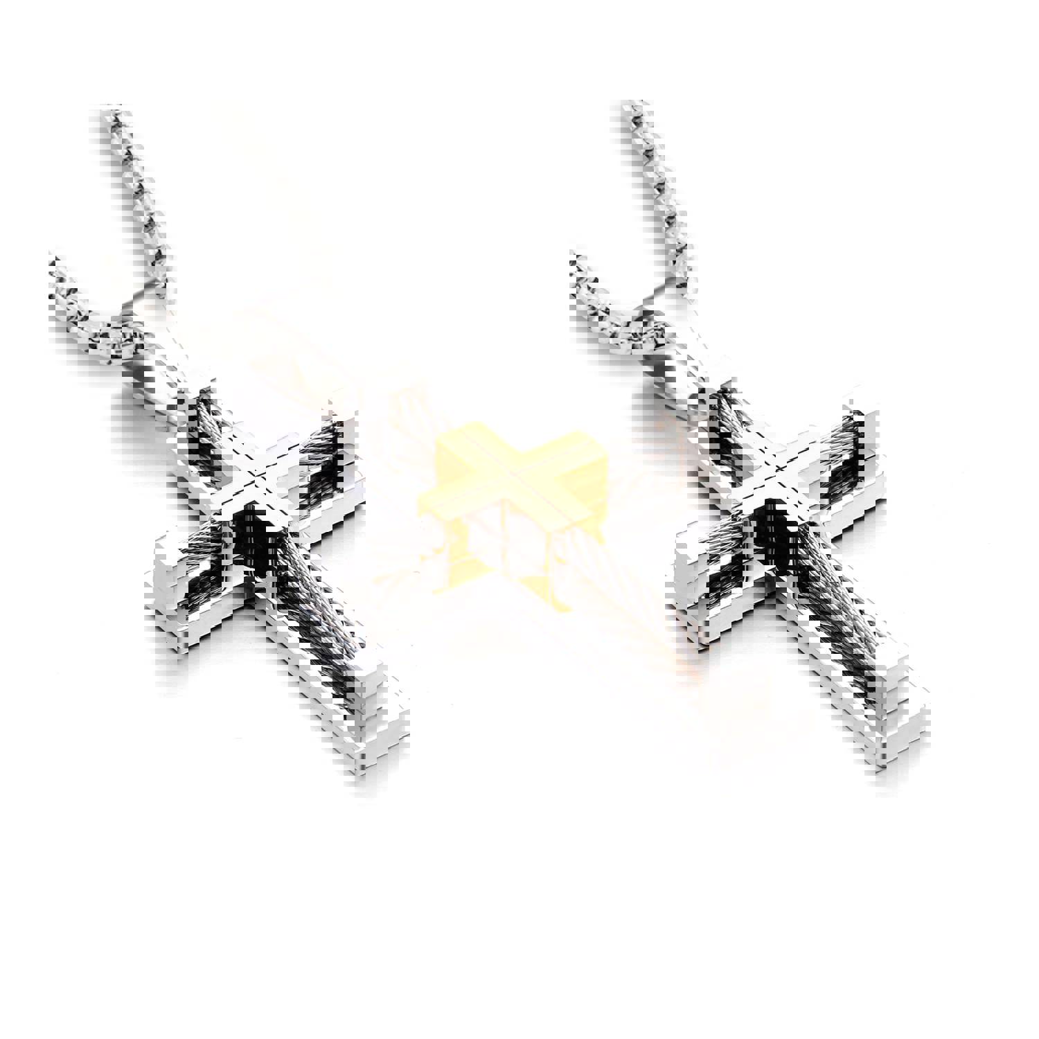 Yeelery Silver Cross Necklace With 18K Gold Plated