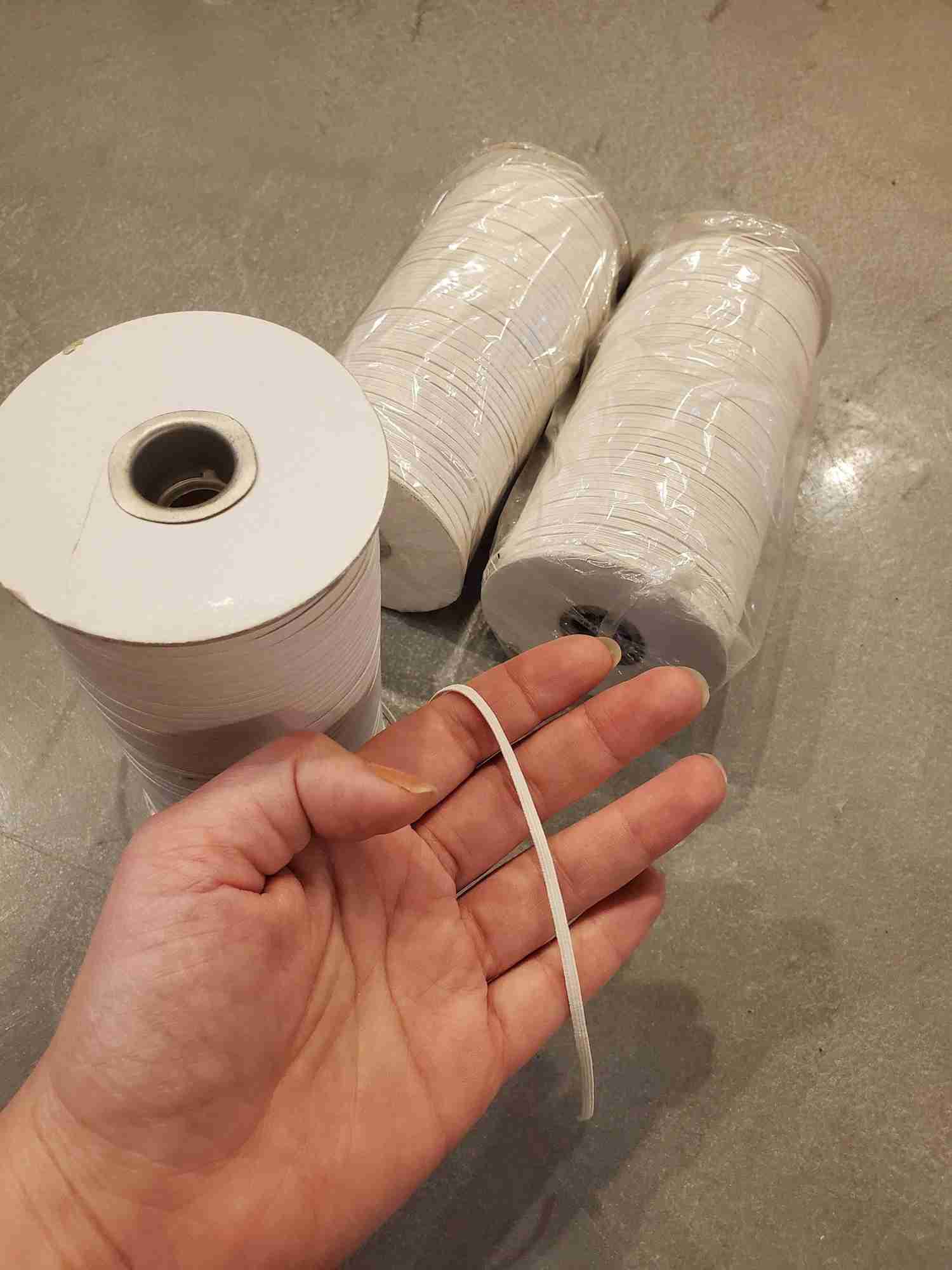 3mm 6/9mm Flat Elastic Band - White Braided Elastic for Sewing, Clothing, Face Masks, and Crafts (200 Yards)