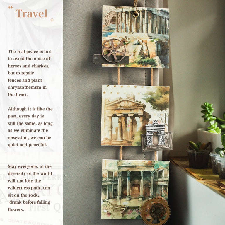 Global Travel Retro Scrapbook Paper - 30pcs Pack with 10 Unique Designs