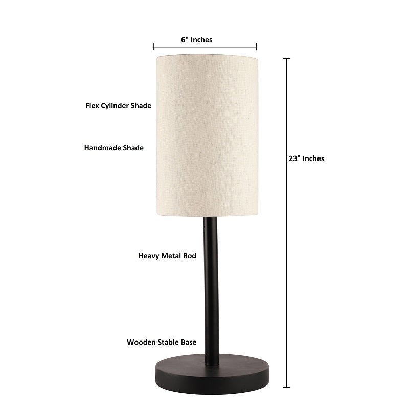 BTR CRAFTS Raven Black Metal Table Lamp with Cylinder Lampshade