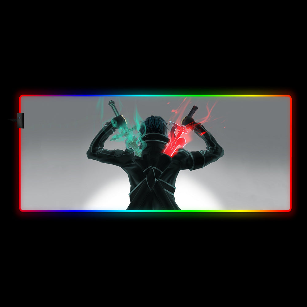 Sword Art Design RGB Gaming Mouse Pad with LED Lights, M-XXL Size