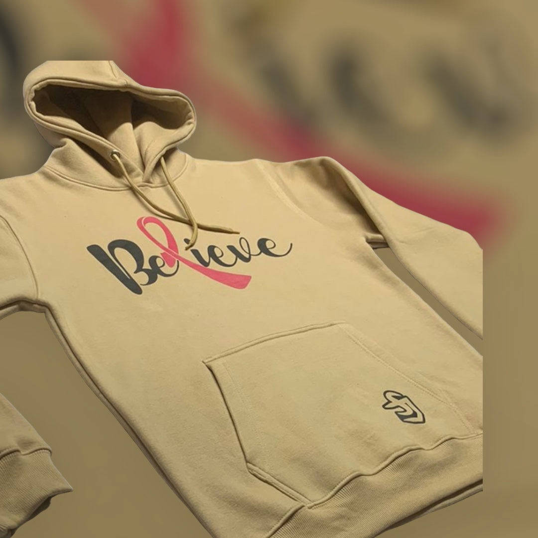 ProSway Cream Believe Hoodie - Breast Cancer Awareness