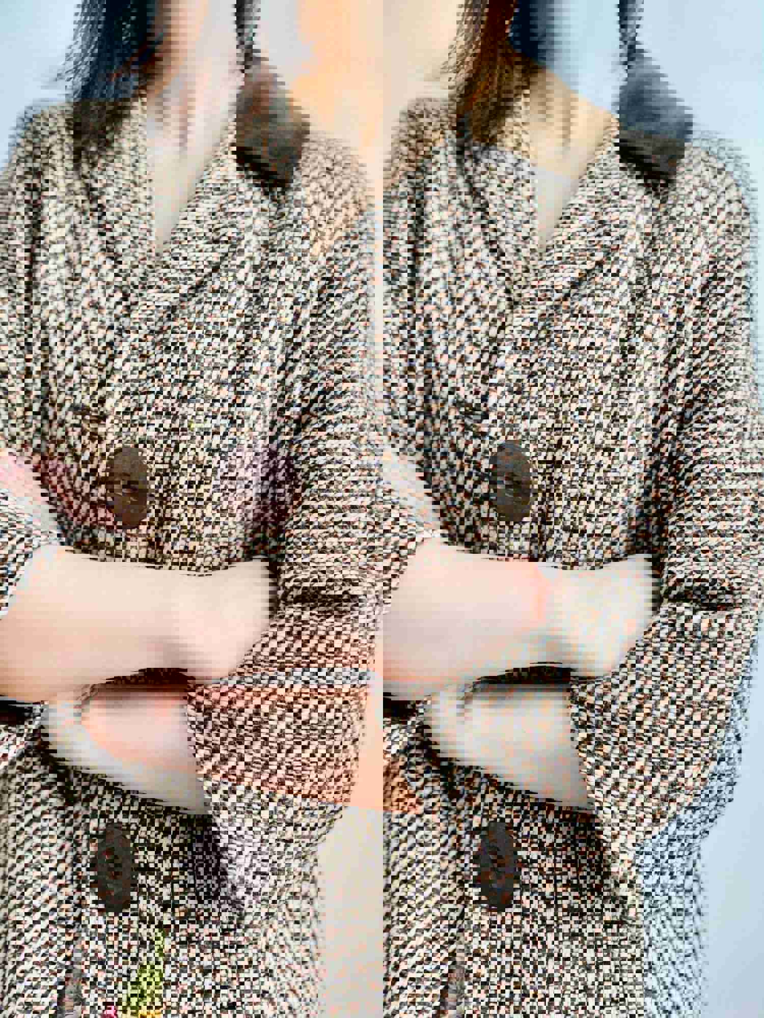 Vintage 1940s Tweed Jacket with Velvet Collar and Large Buttons